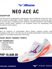 Load image into Gallery viewer, Mizuno Neo Ace AC Tennis Shoe