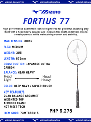 Load image into Gallery viewer, Mizuno Fortius 77 Badminton Racket (Unstrung)