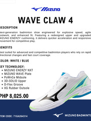 Load image into Gallery viewer, Mizuno Wave Claw 4 Wht - Blk Badminton Shoe